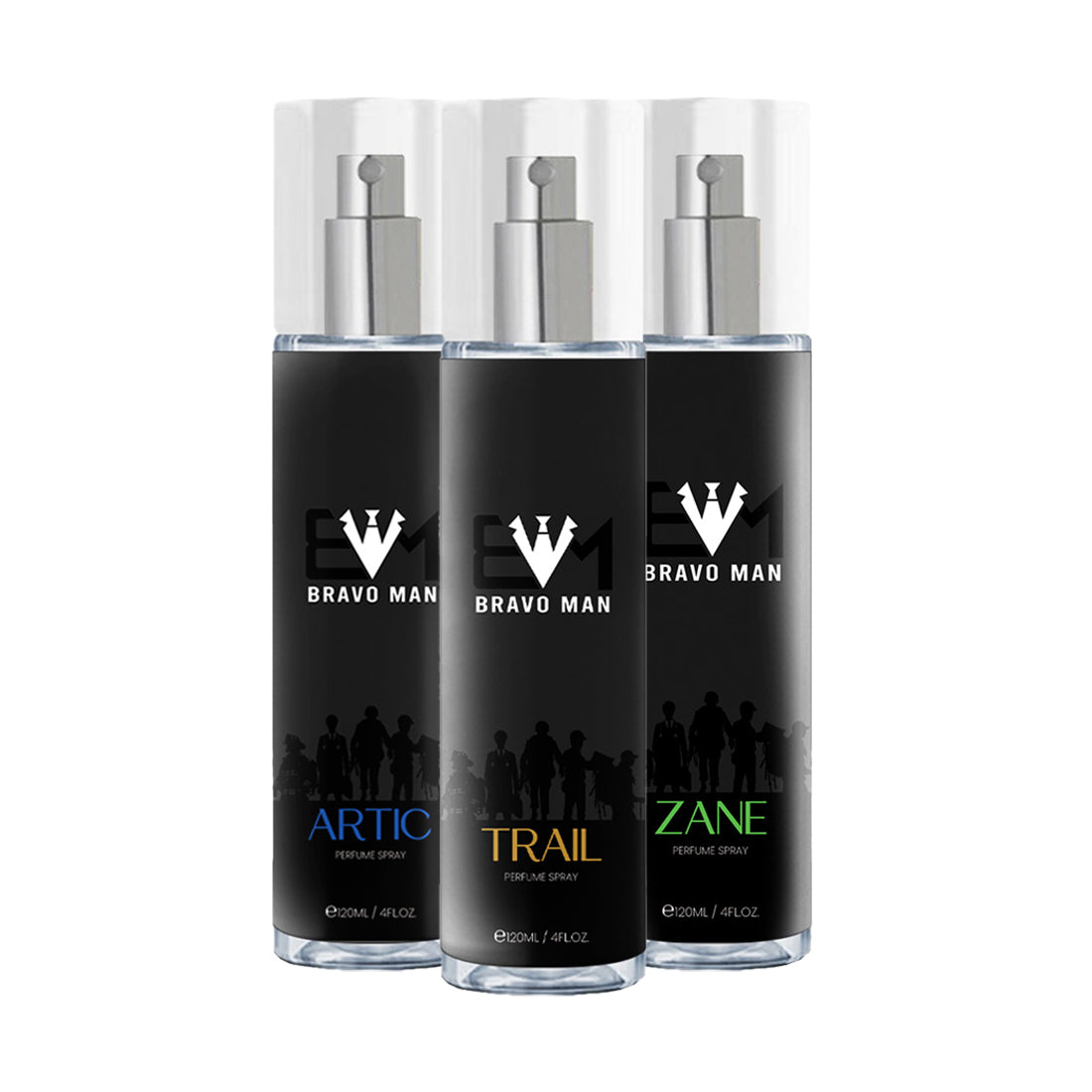 BRAVOMAN Men Body Mist Combo Artic, Trail & Zane