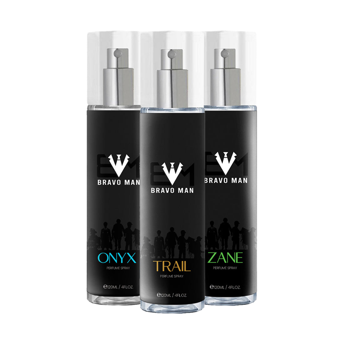 BRAVOMAN Men Body Mist Combo Trail, Zane & Onyx